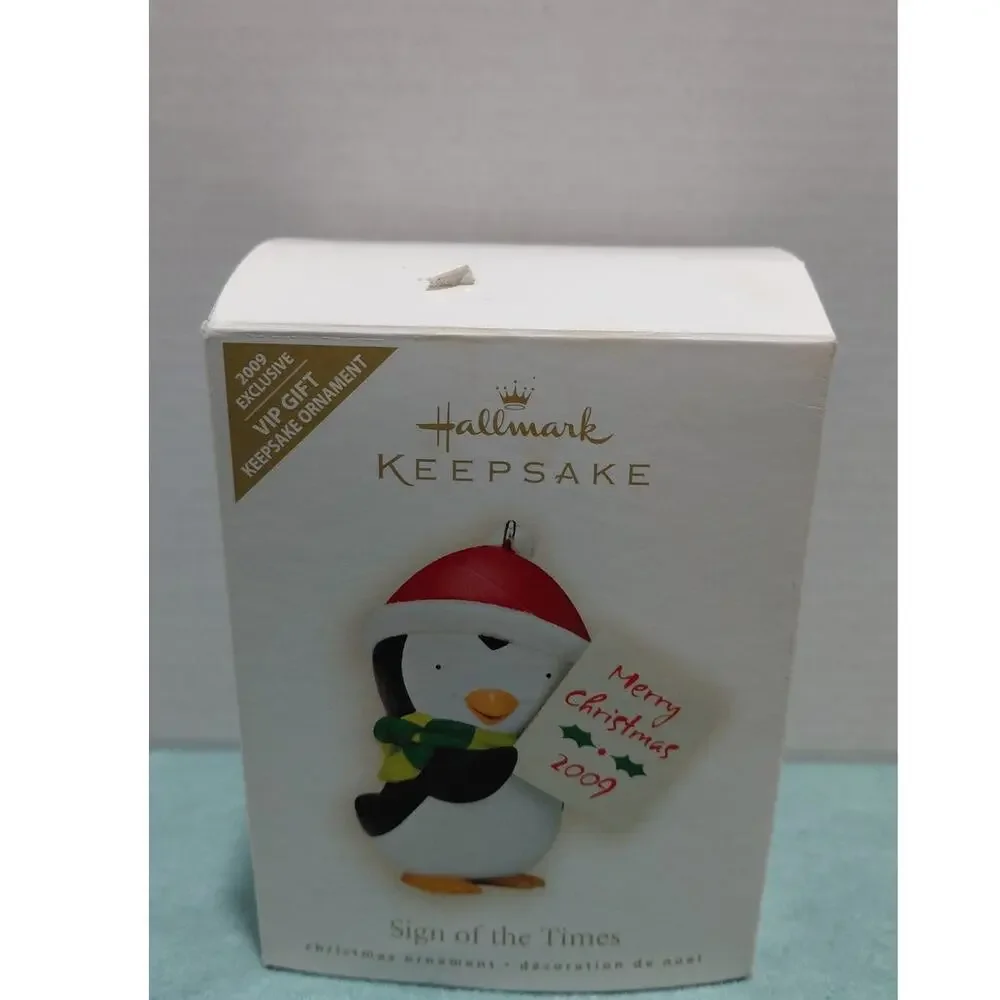 Hallmark Keepsake Christmas Ornament Sign of the Times Penguin 2009